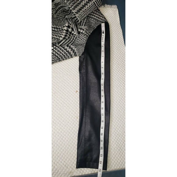 Guess Women's Wool Blend Faux Leather Arms Fringe Trim Plaid MOTO Jacket Sz M - Picture 7 of 10